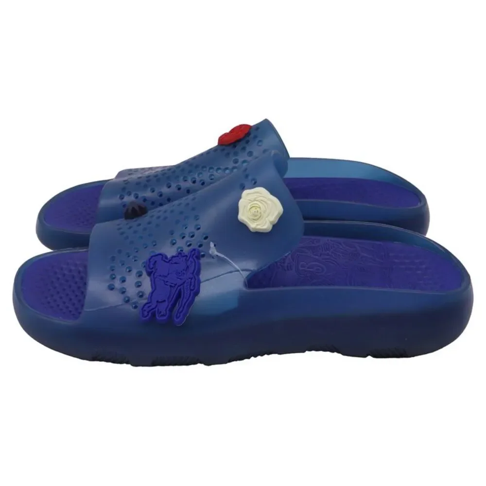Burberry Stingray Charm-Embellished Slide Sandals in Blue Rubber